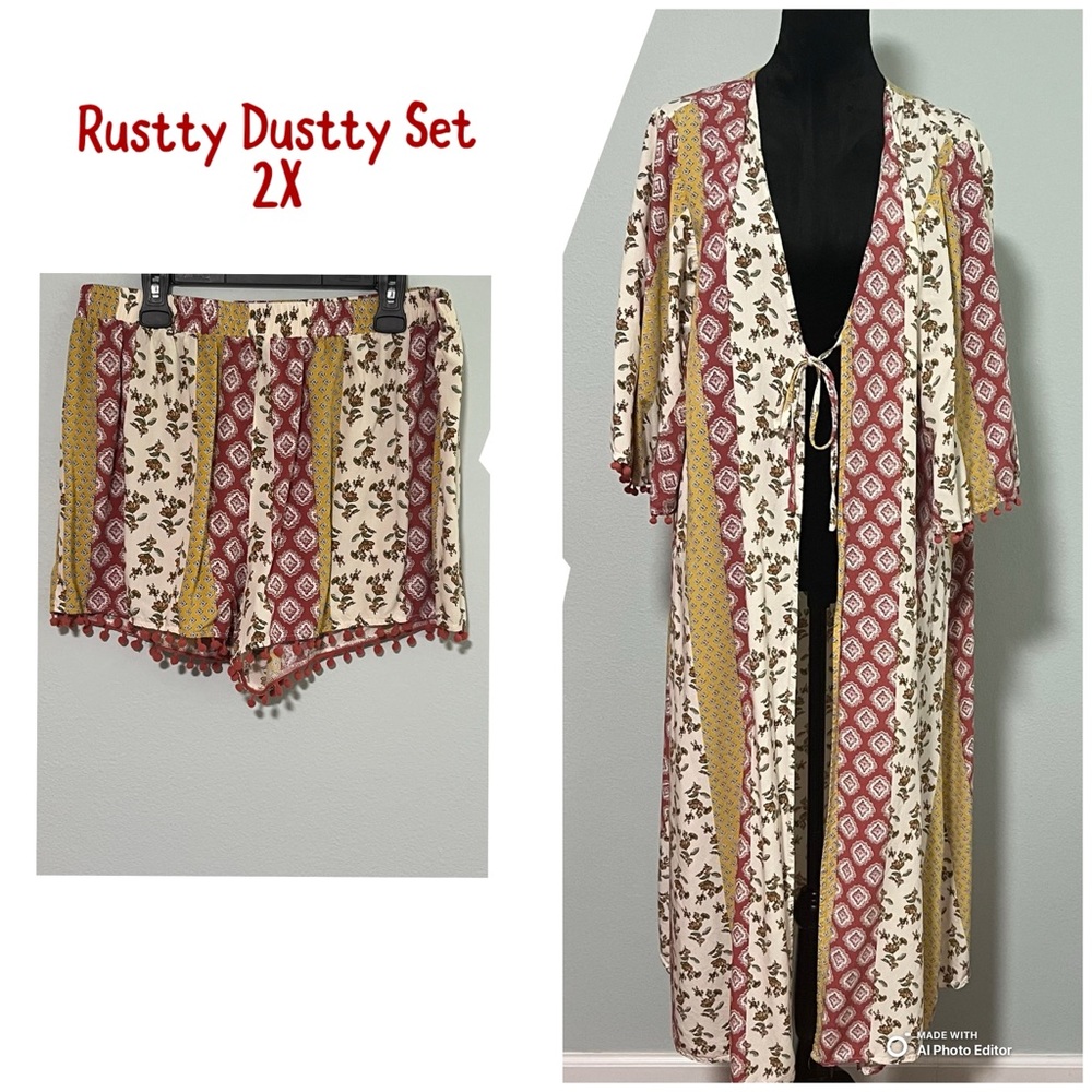 RUSTTY DUSTTY Duster & Shorts Set - 2X